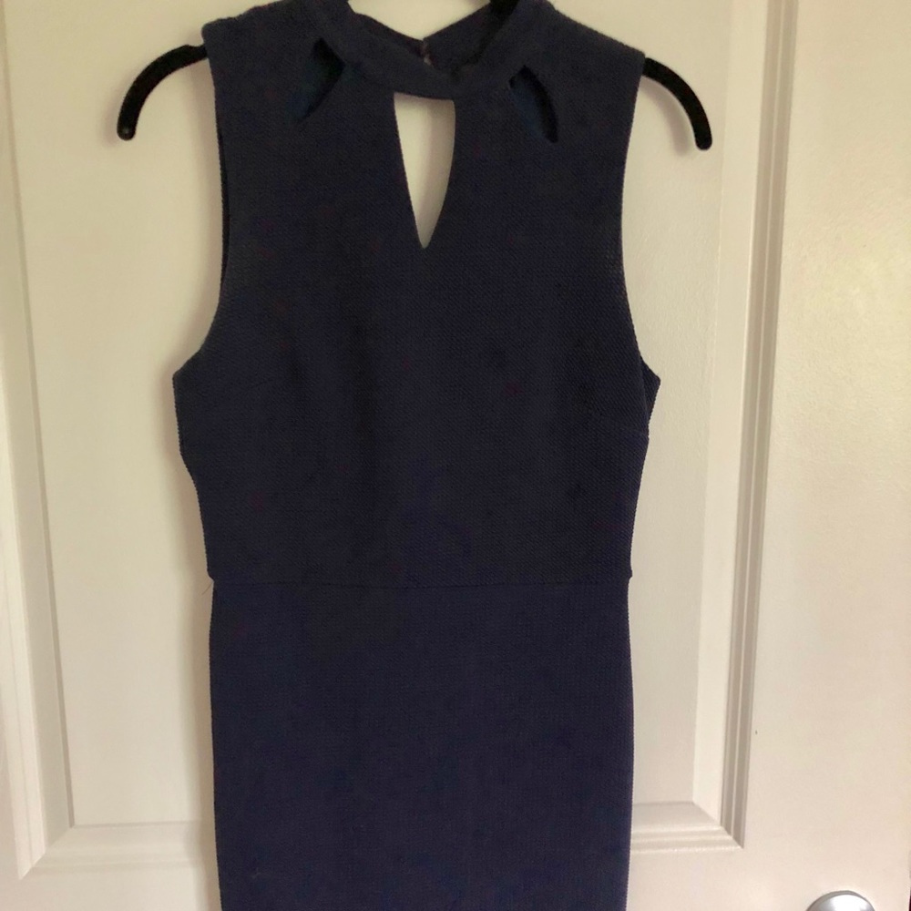 Blue, fitted mini dress!